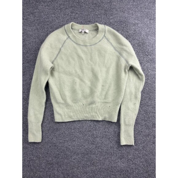 Madewell Sweater Womens XXS Light Green 100% Cashmere Crewneck Pullover Damaged - Picture 1 of 7